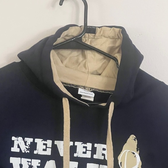 Never walk alone Dog is good Blue and Cream Pullover Sweater with Bold Text 310 - Picture 3 of 9